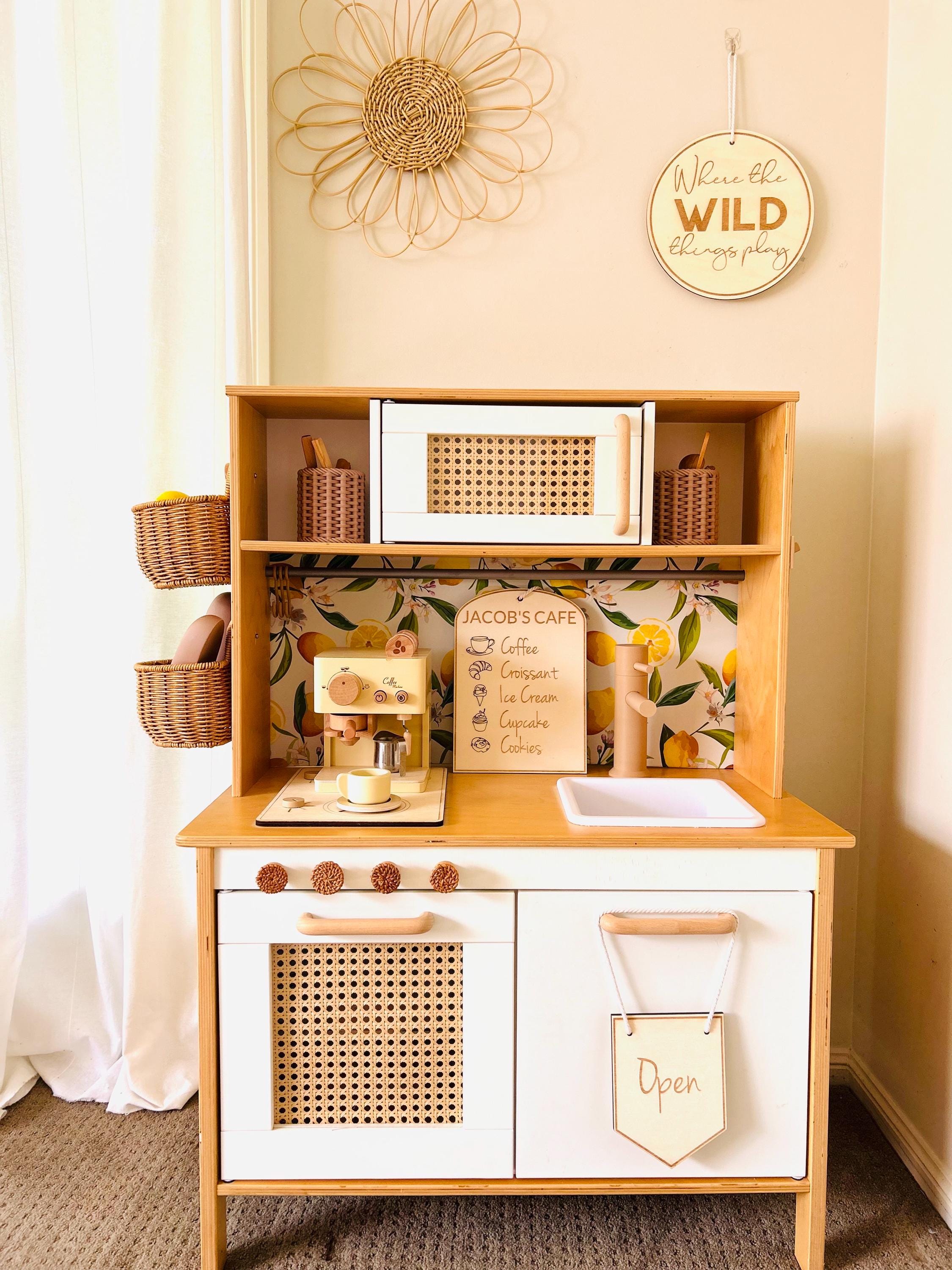 Personalized Wooden Café Menu Sign – Play Kitchen Pretend Play Decor