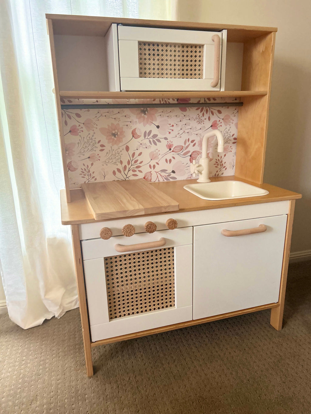 Play Kitchen Pink Floral Splashback - For the Ikea Duktig