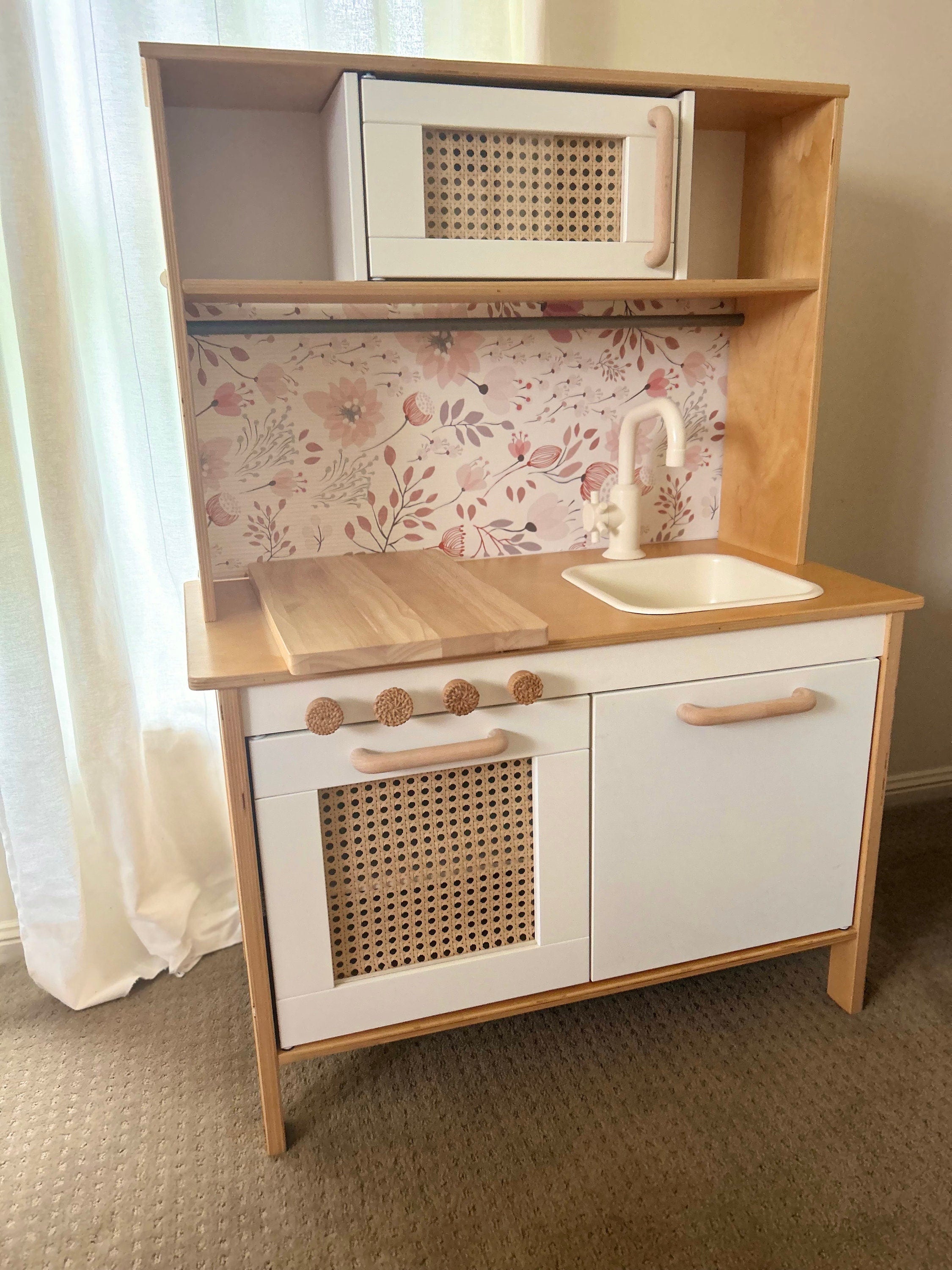 Play Kitchen Pink Floral Splashback - For the Ikea Duktig