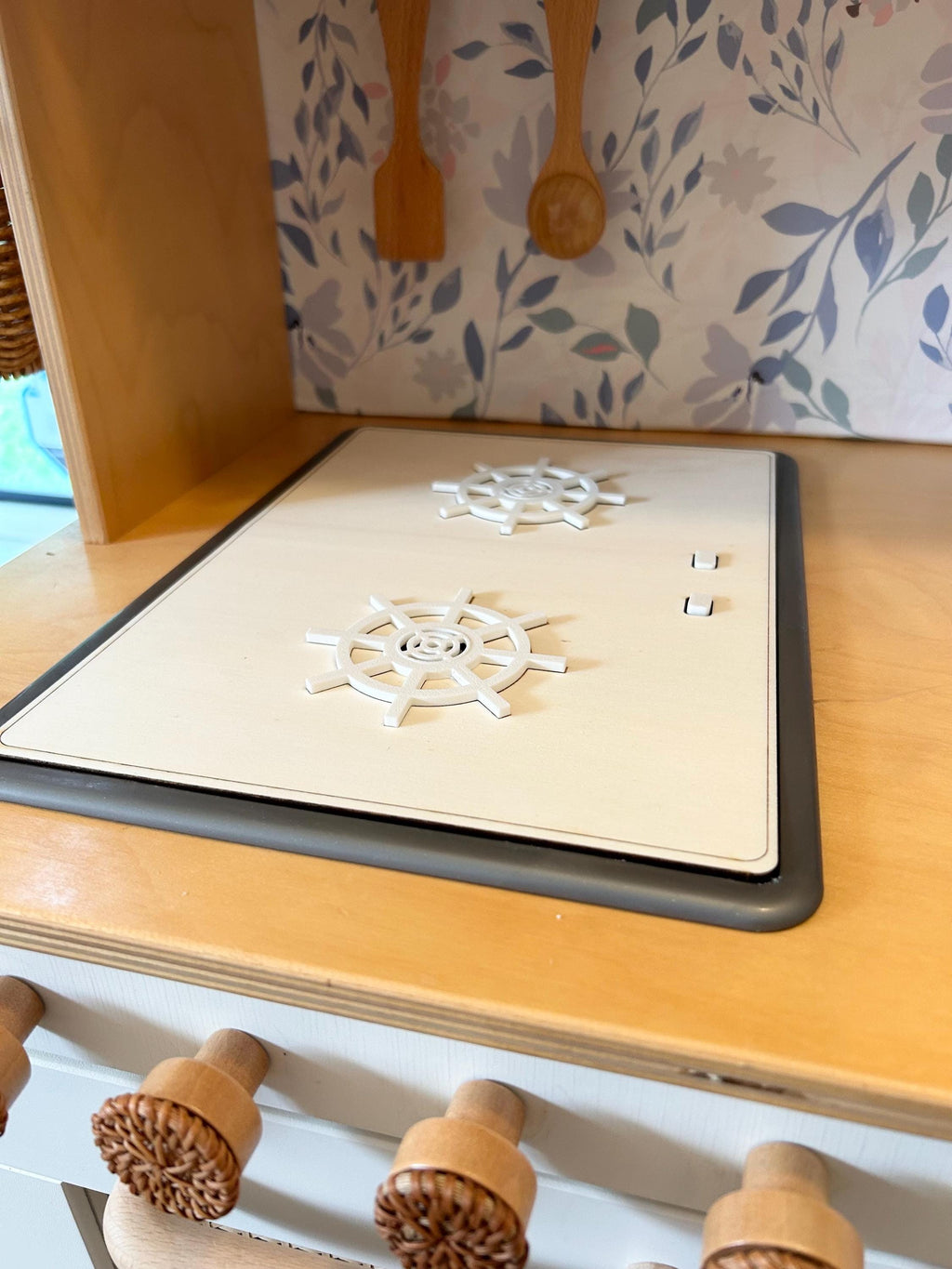 DIY Ikea Duktig Play Kitchen Stove Upgrade Kit – Wooden Surface & Buttons