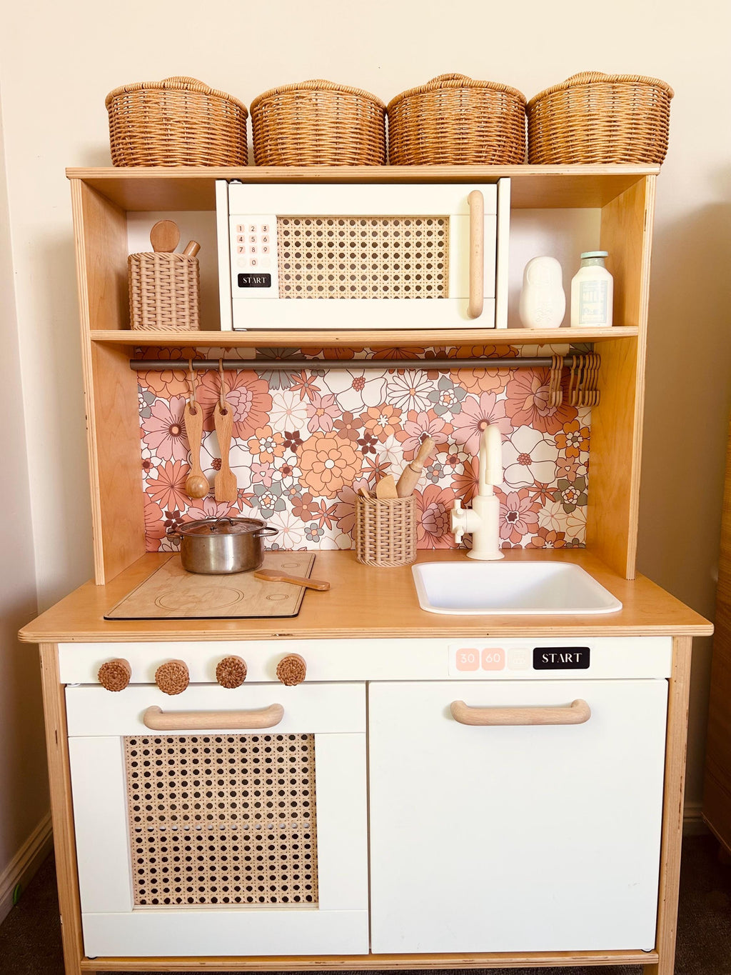 Woven Basket for Play Kitchens & Toy Markets – Faux Rattan