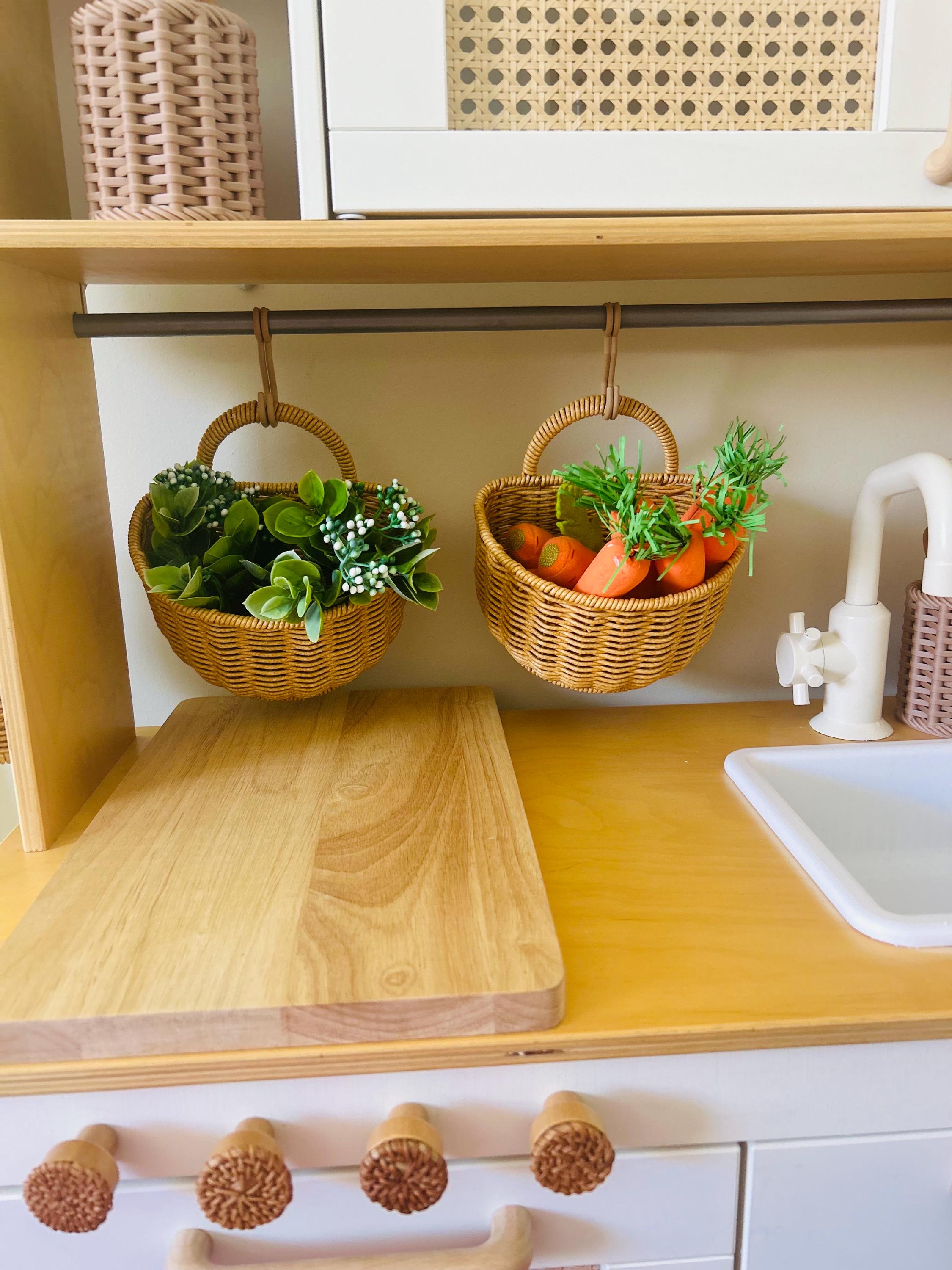 Woven Basket for Play Kitchens & Toy Markets – Faux Rattan