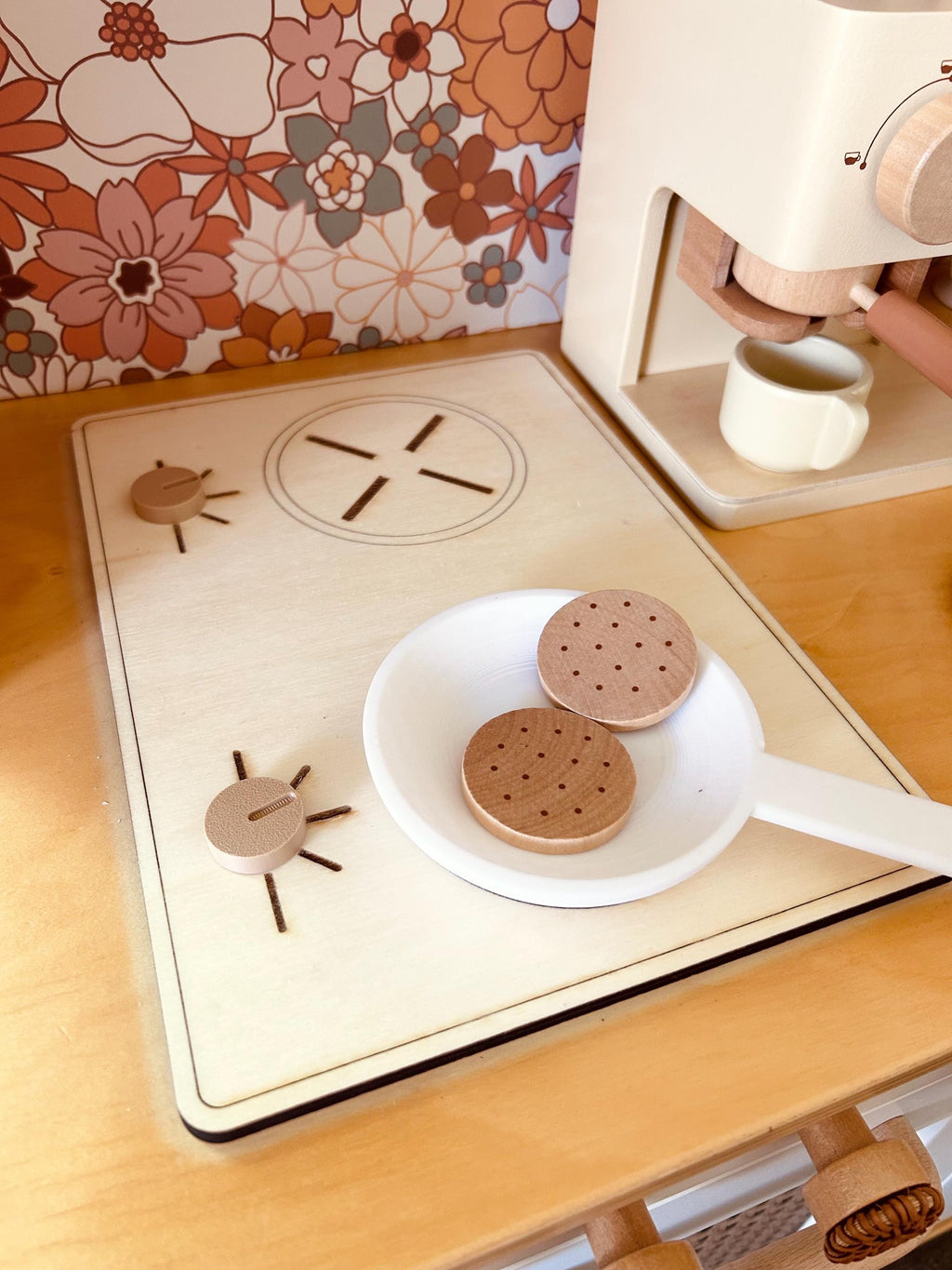 Handmade Wooden Play Kitchen Stove with Turning Knobs – Replacement for Ikea Duktig