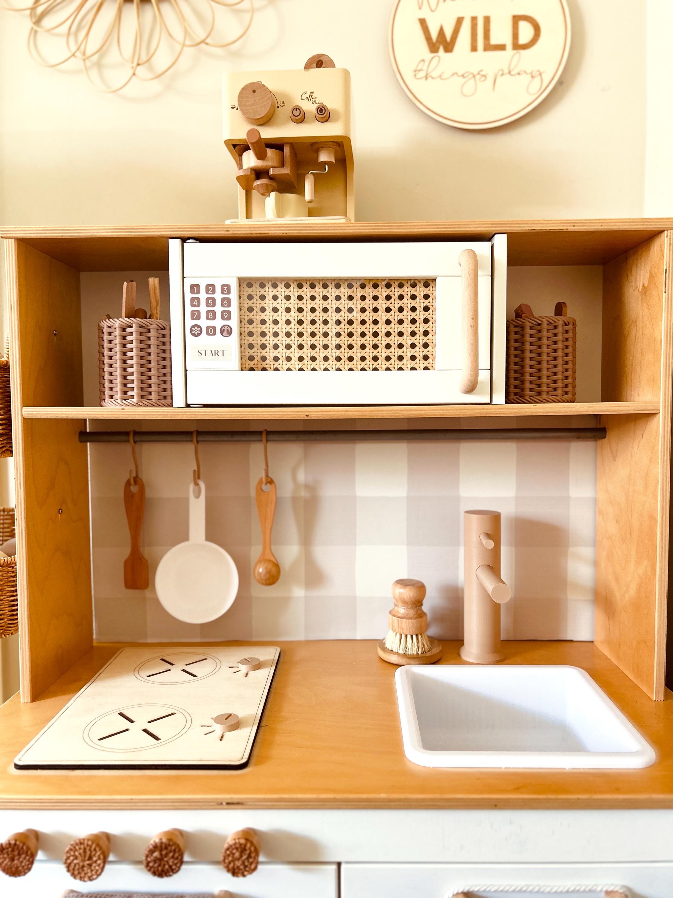 Peel & Stick Gingham Wallpaper Backsplash – IKEA Duktig Play Kitchen