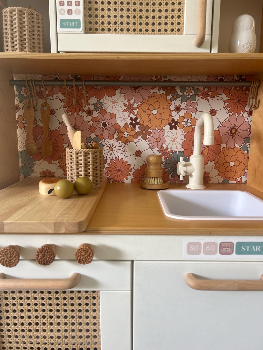 Woven Utensil Holder – Faux Rattan Play Kitchen Accessory