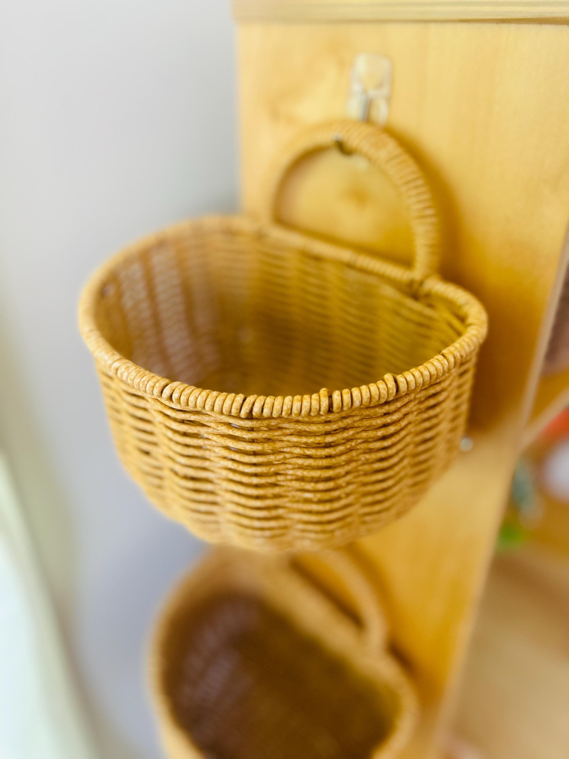 Woven Basket for Play Kitchens & Toy Markets – Faux Rattan
