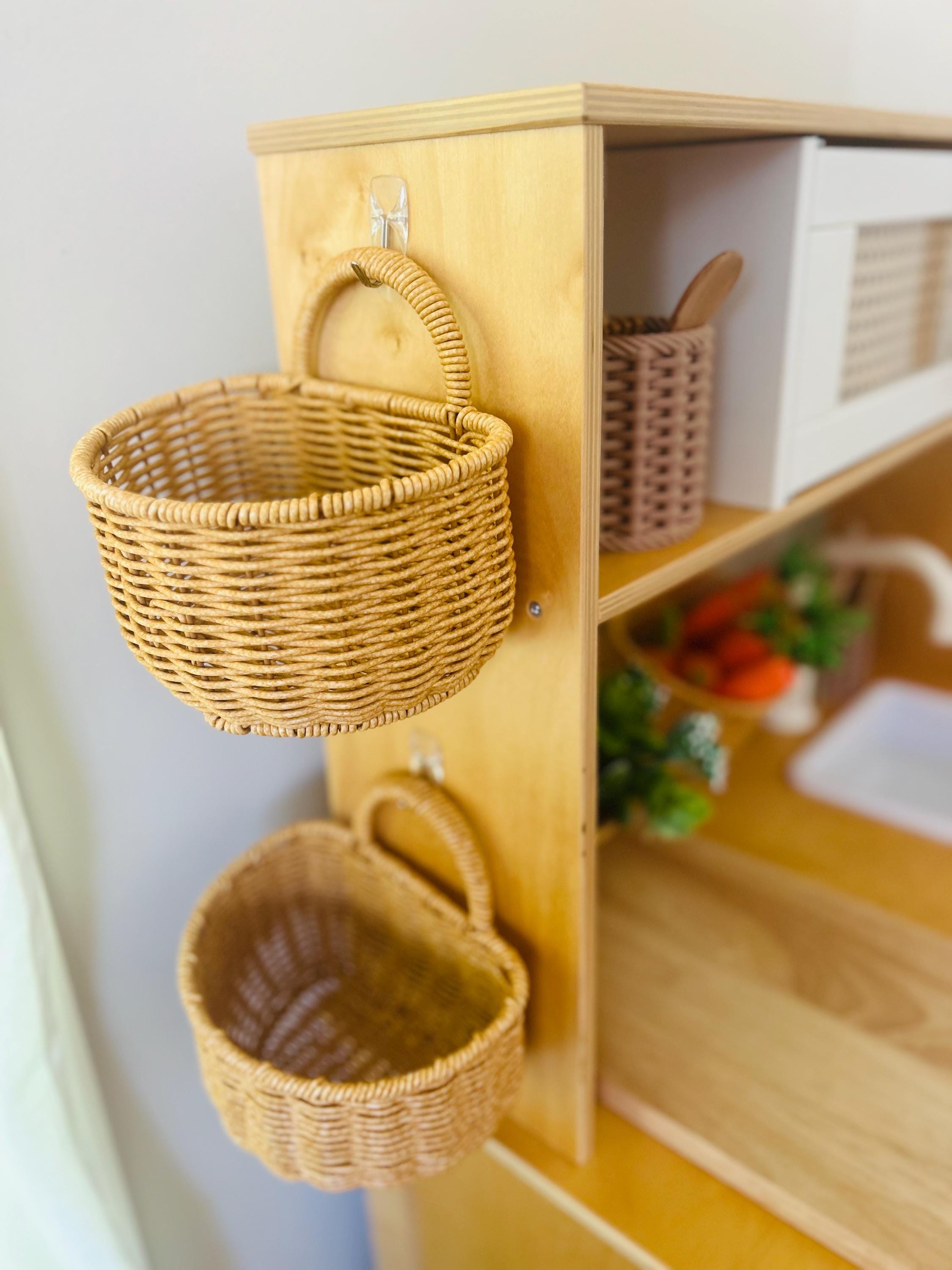 Woven Basket for Play Kitchens & Toy Markets – Faux Rattan