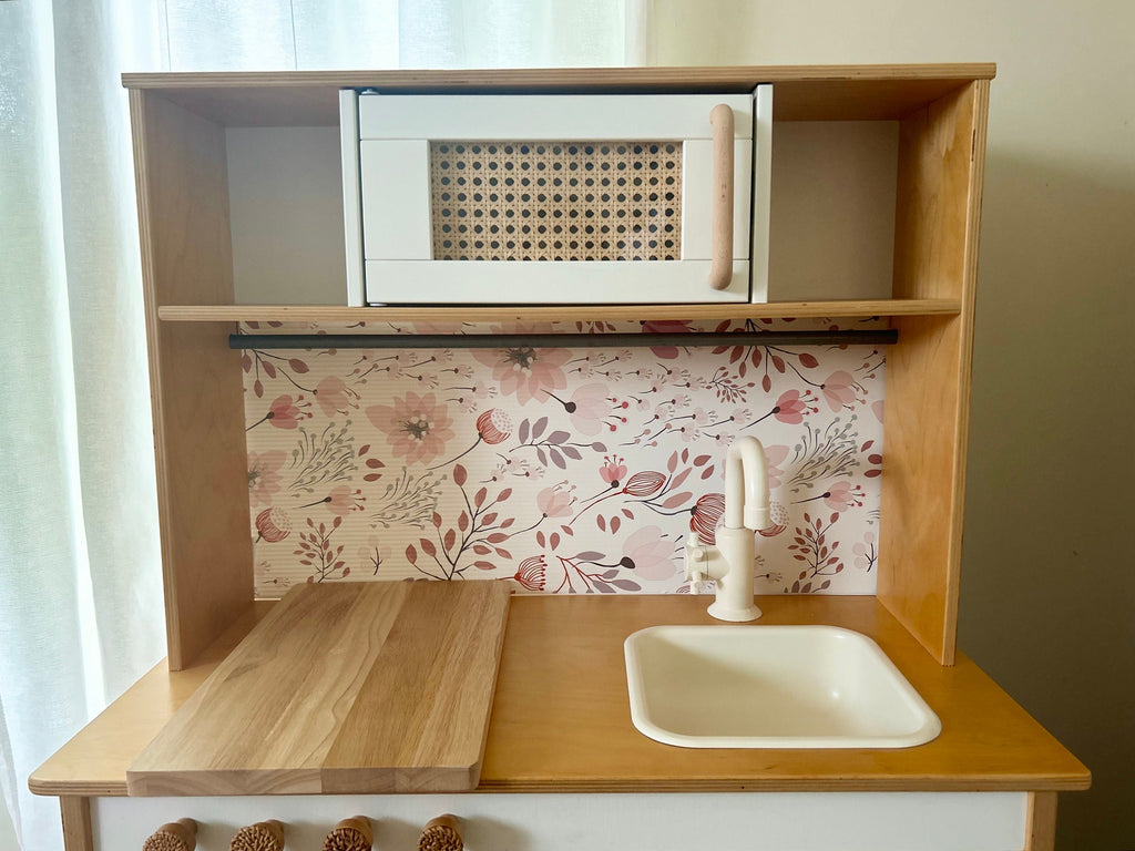 Play Kitchen Pink Floral Splashback - For the Ikea Duktig