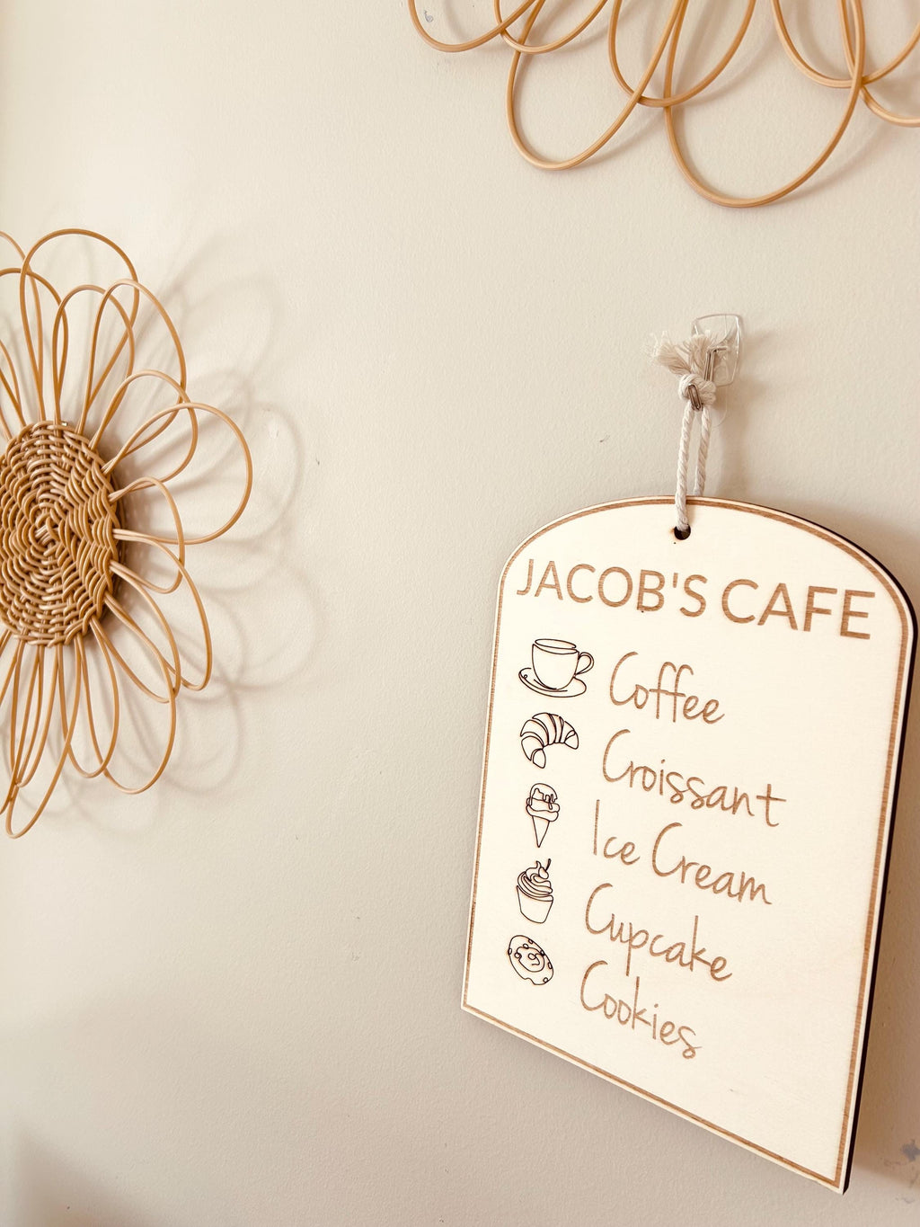 Personalized Wooden Café Menu Sign – Play Kitchen Pretend Play Decor