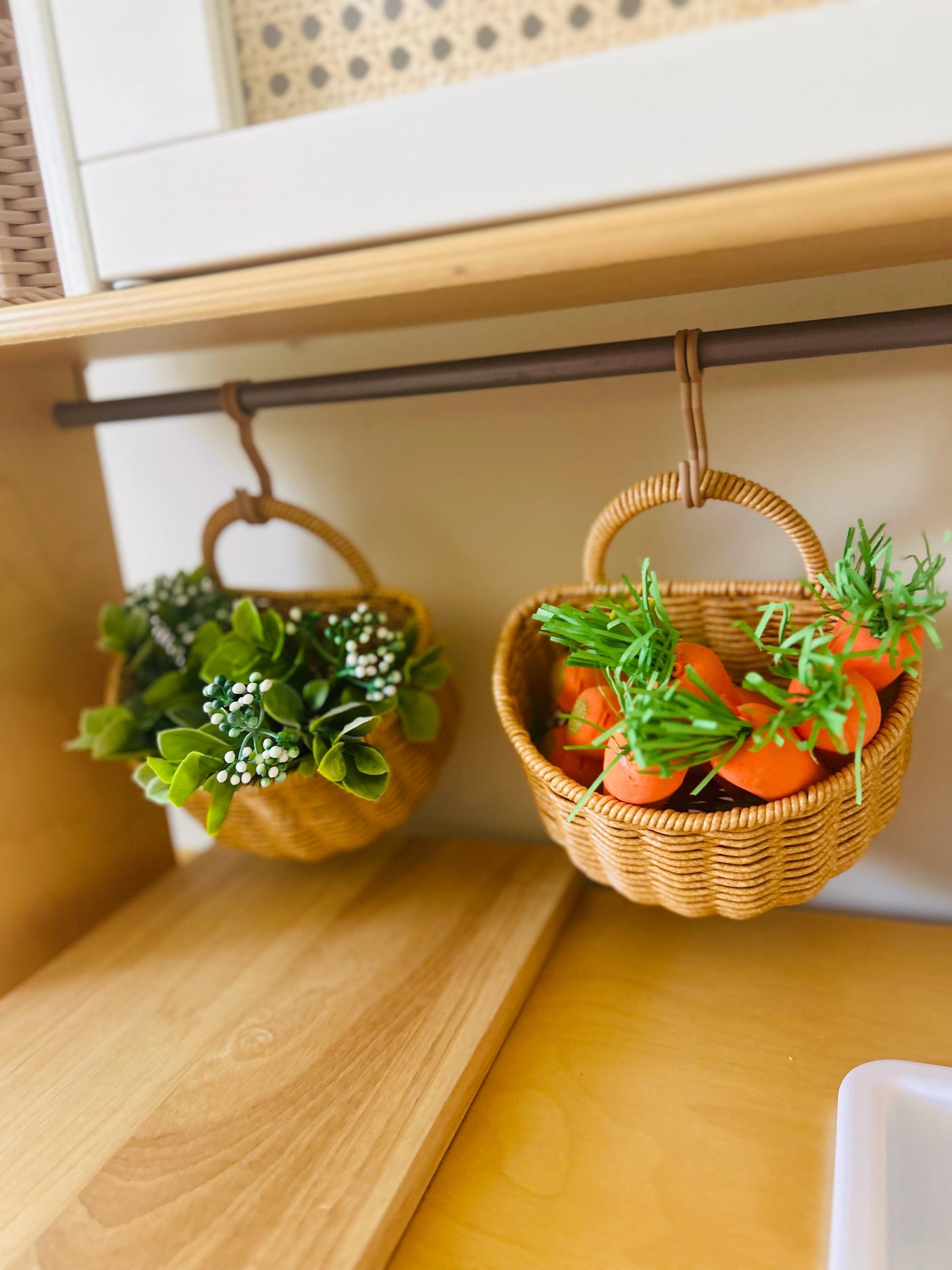 Woven Basket for Play Kitchens & Toy Markets – Faux Rattan