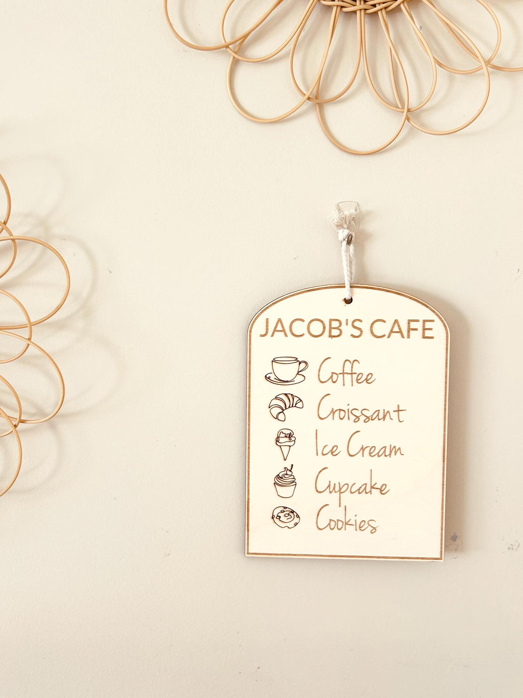 Personalized Wooden Café Menu Sign – Play Kitchen Pretend Play Decor