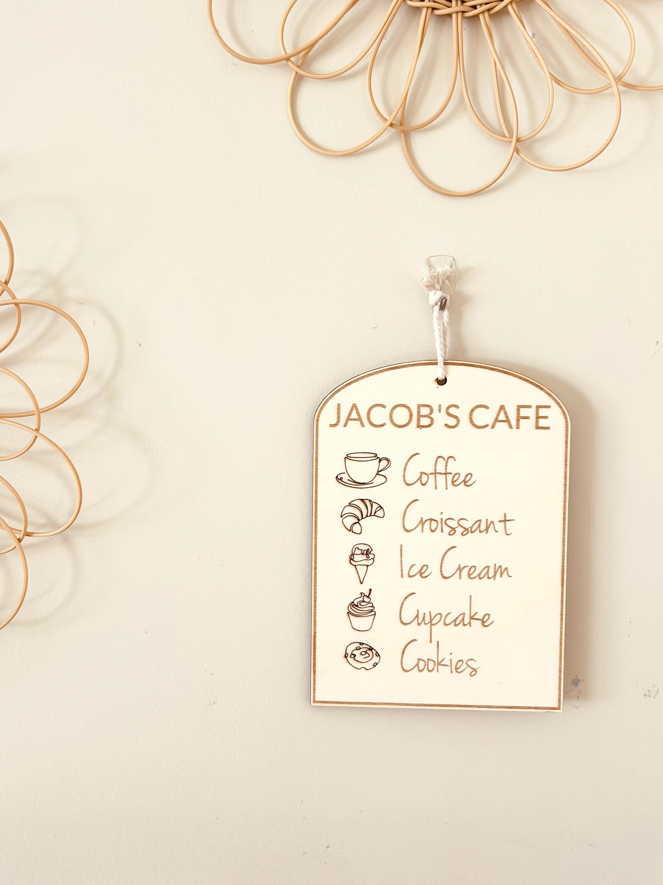 Personalized Wooden Café Menu Sign – Play Kitchen Pretend Play Decor