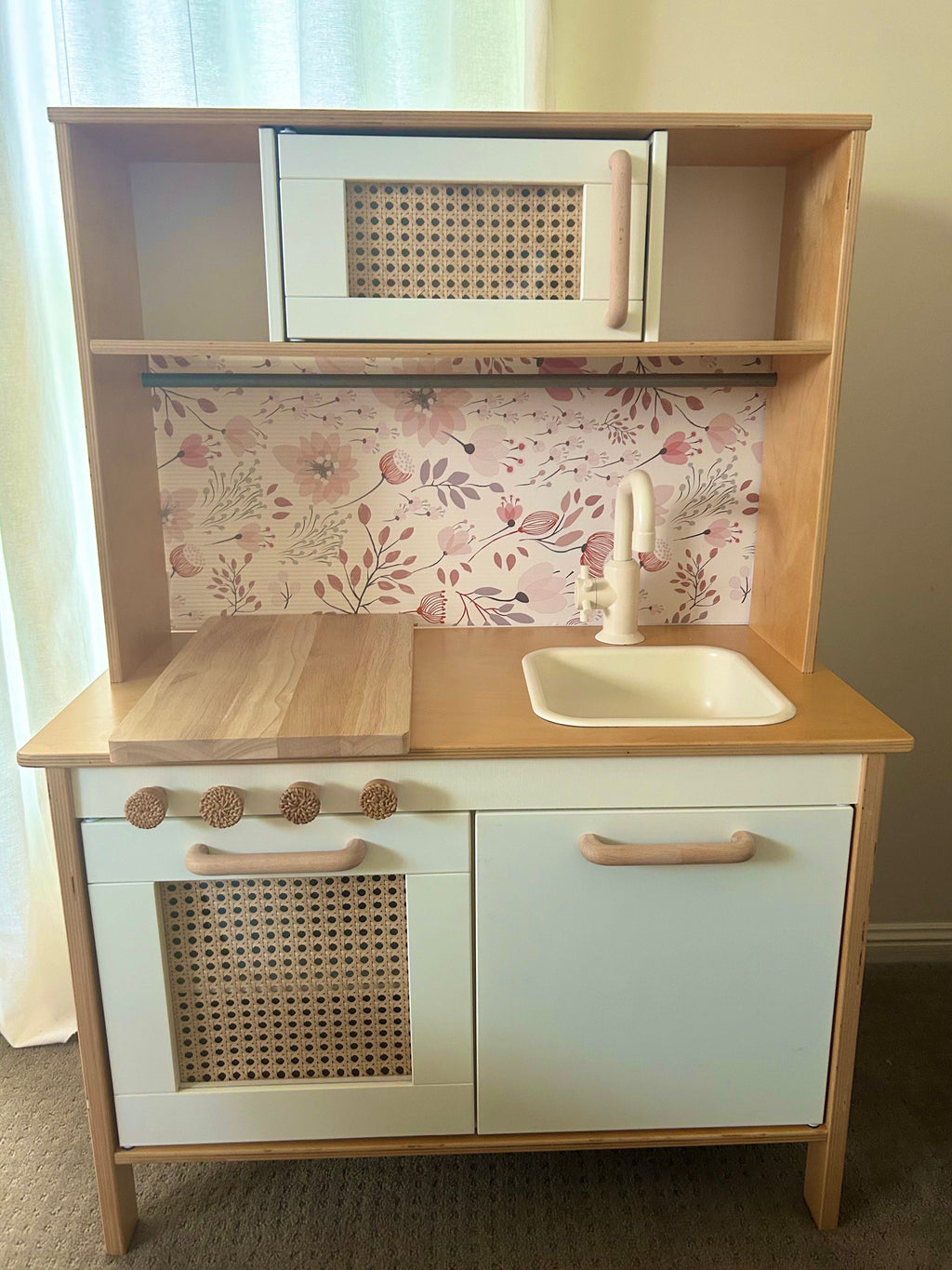 Play Kitchen Pink Floral Splashback - For the Ikea Duktig