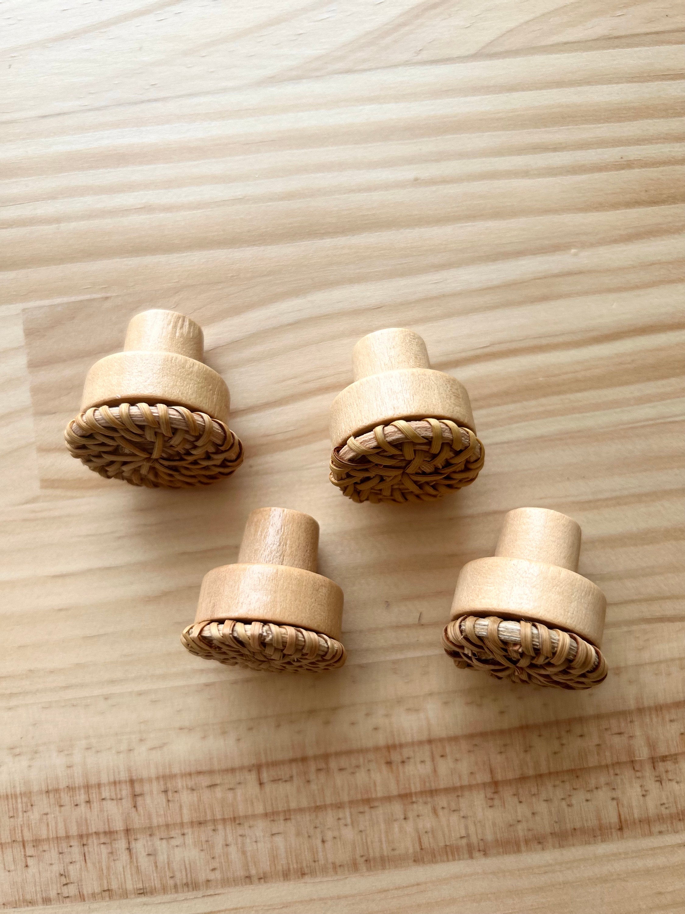30mm Rattan Knobs – Wooden Cane Webbing Handles for DIY Projects