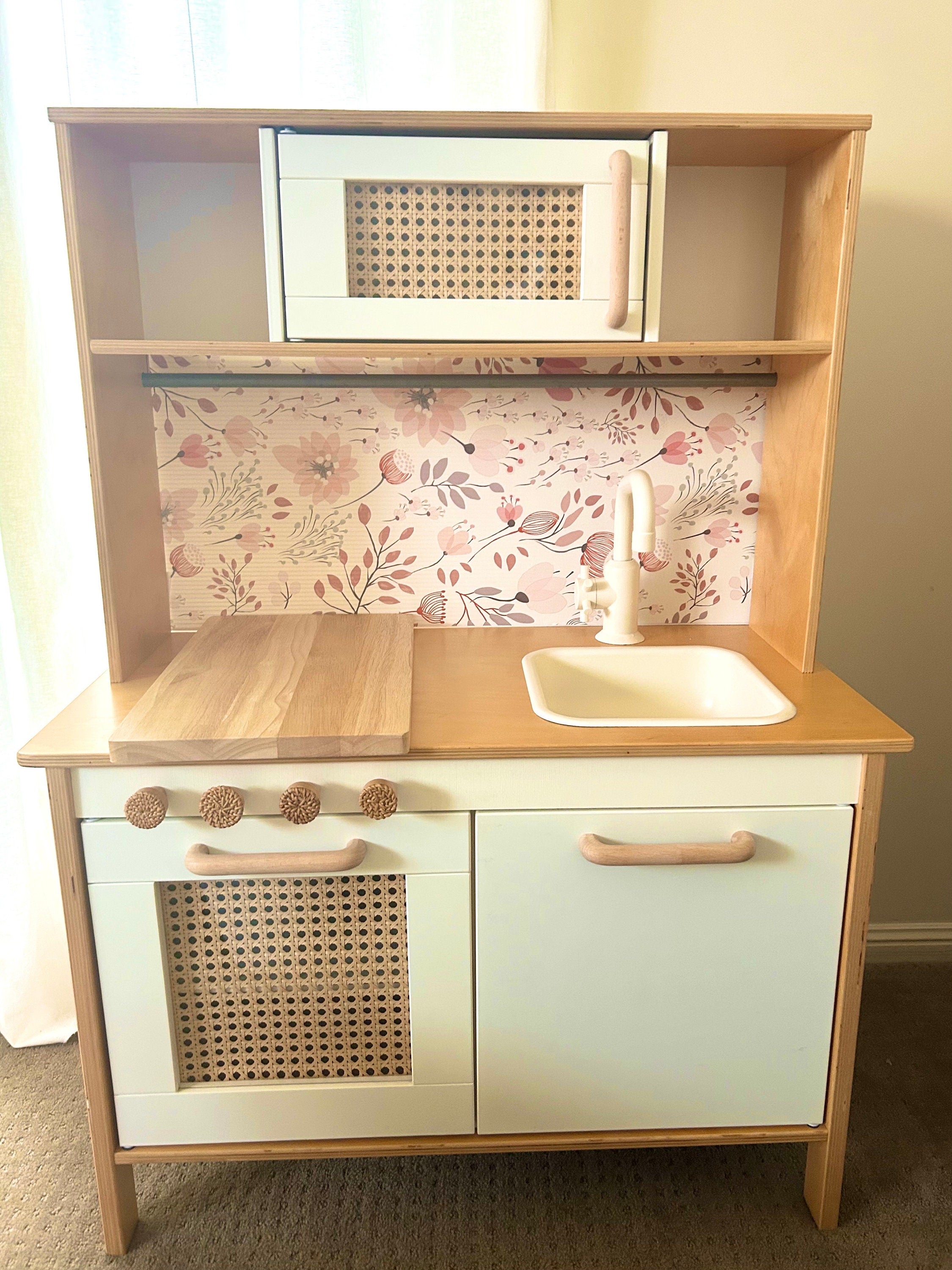 Play Kitchen Pink Floral Splashback - For the Ikea Duktig