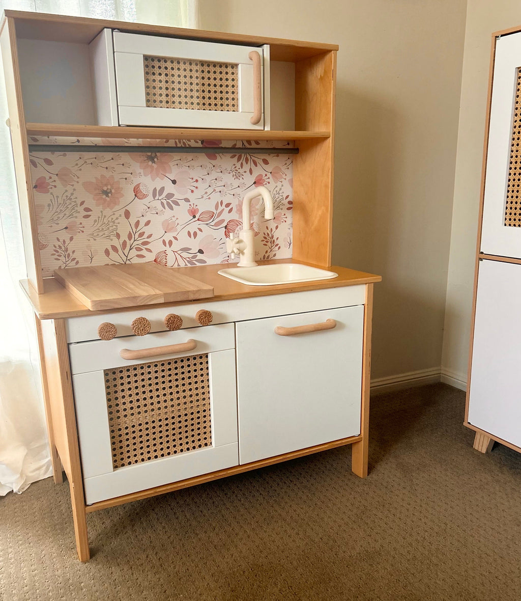 Play Kitchen Pink Floral Splashback - For the Ikea Duktig