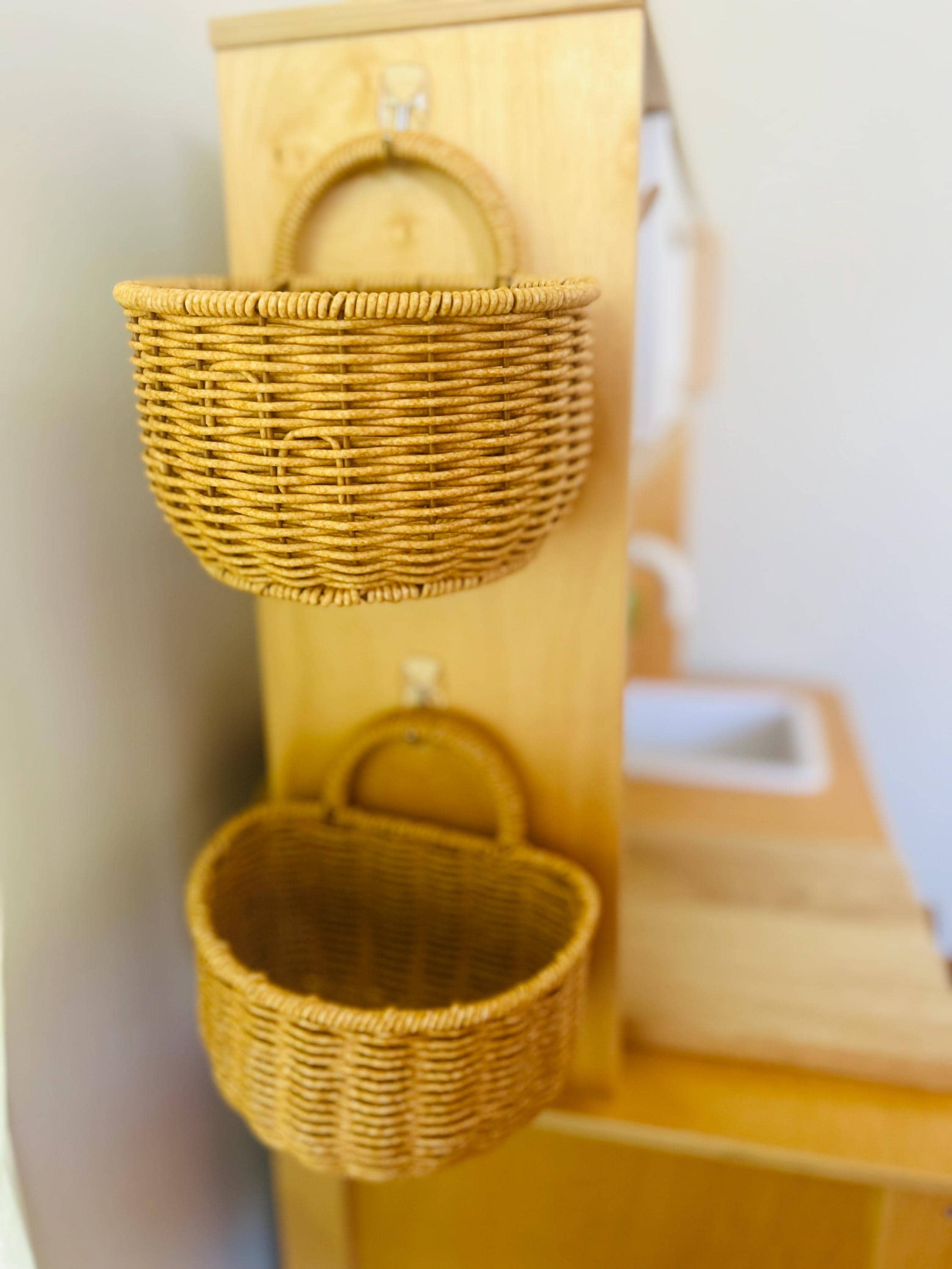 Woven Basket for Play Kitchens & Toy Markets – Faux Rattan
