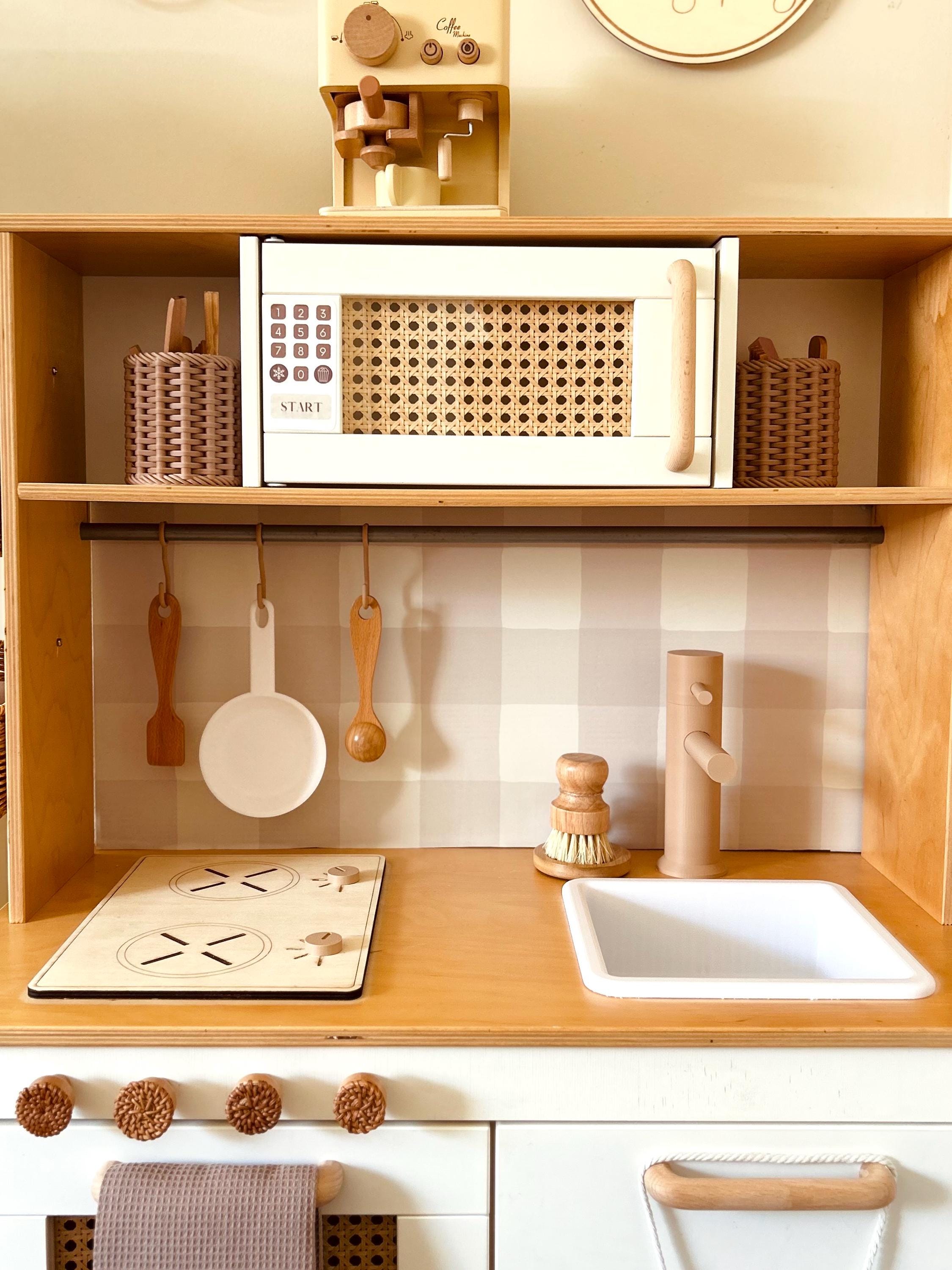 Peel & Stick Gingham Wallpaper Backsplash – IKEA Duktig Play Kitchen