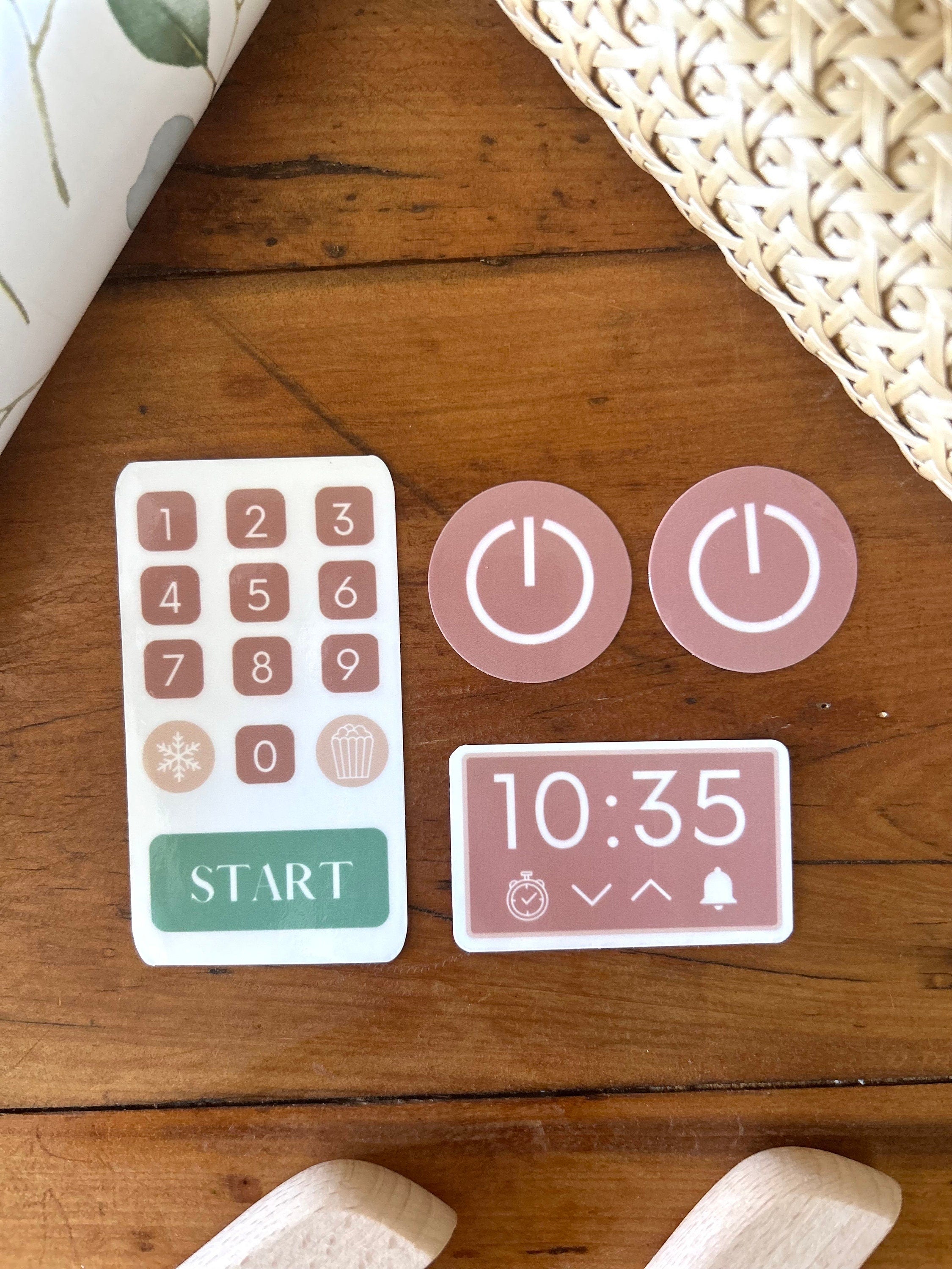 Play Kitchen Sticker Set - Pink and Mint Microwave and Oven